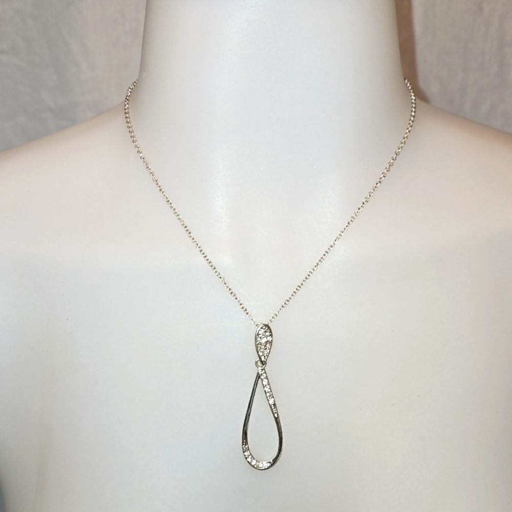 Silvertone Pendant Tear Drop Necklace
